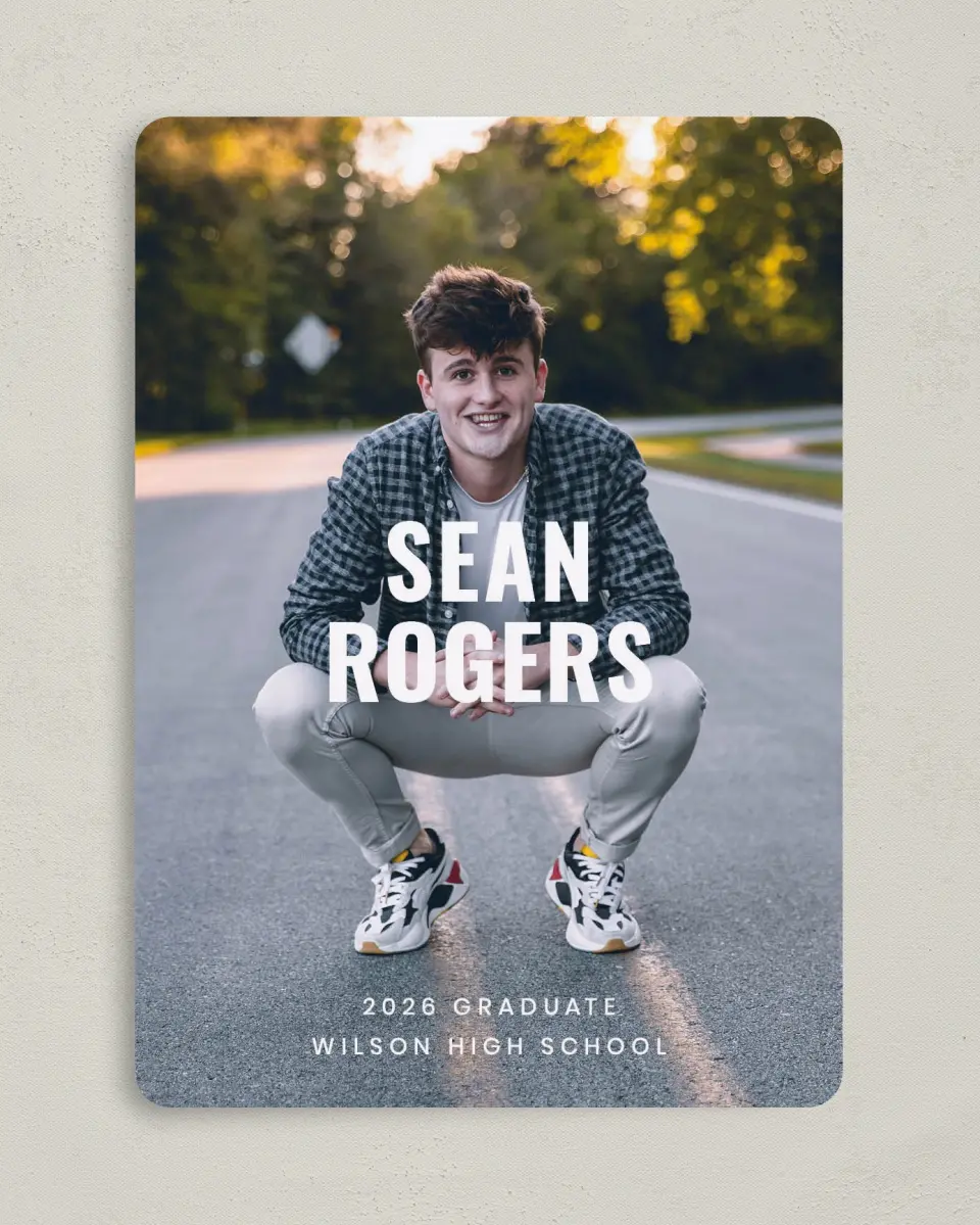 This is a 5" x 7" Graduation Announcement Card called Final Stretch printed in full color on Premium Smooth paper