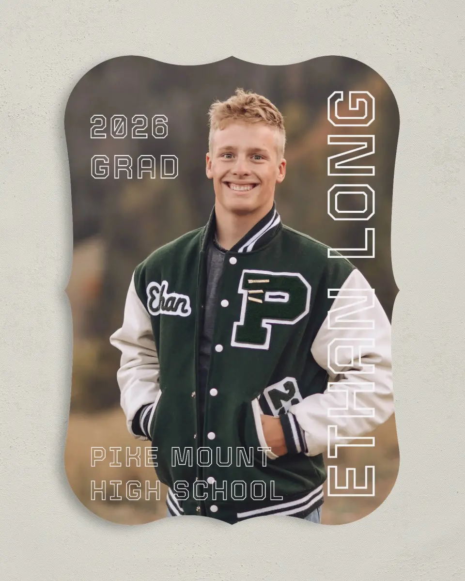 This is a 5" x 7" Graduation Announcement Card called Athletic Achievement printed in full color on Premium Smooth paper