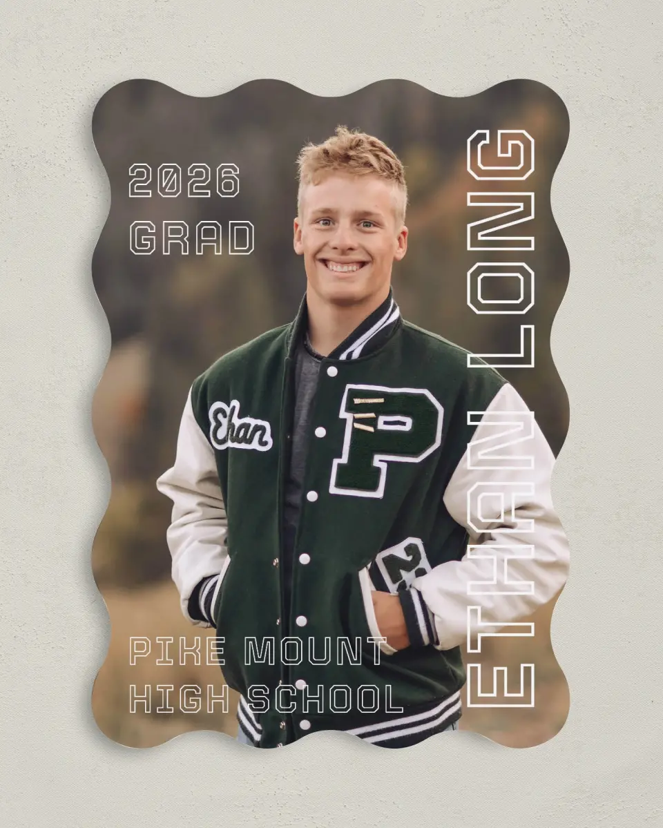 This is a 5" x 7" Graduation Announcement Card called Athletic Achievement printed in full color on Premium Smooth paper