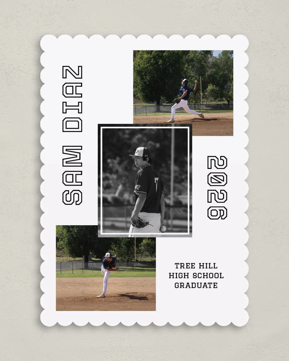 This is a 5" x 7" Graduation Announcement Card called Last Run printed in full color on Premium Smooth paper