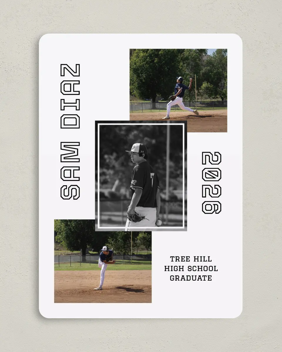 This is a 5" x 7" Graduation Announcement Card called Last Run printed in full color on Premium Smooth paper