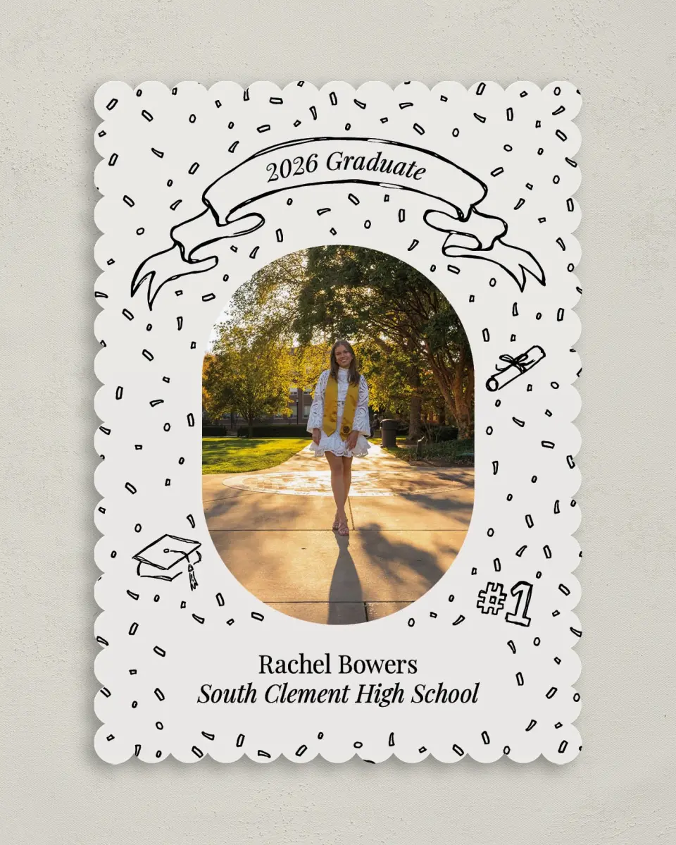 This is a 5" x 7" Graduation Announcement Card called Art of Achievement printed in full color on Premium Smooth paper