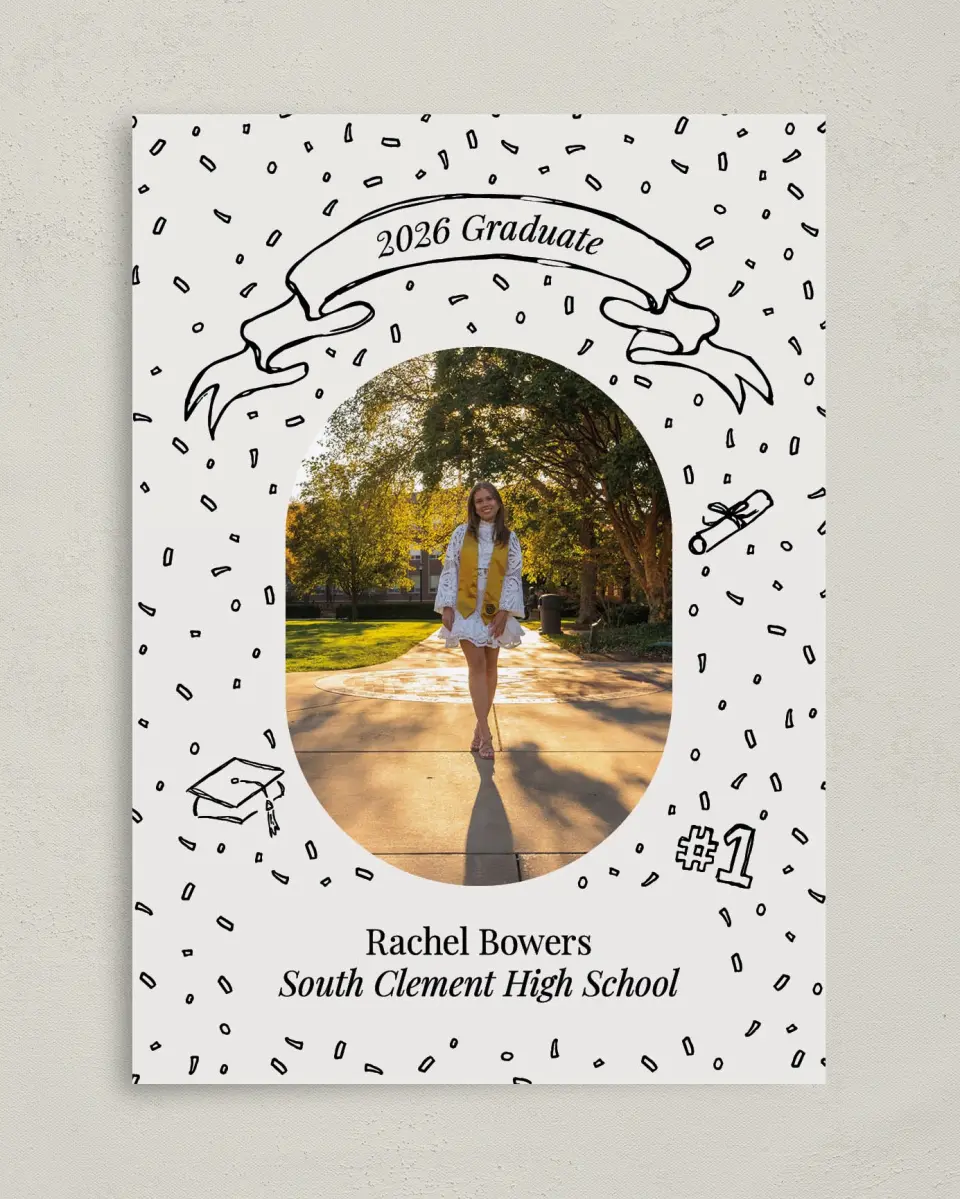 This is a 5" x 7" Graduation Announcement Card called Art of Achievement printed in full color on Premium Smooth paper