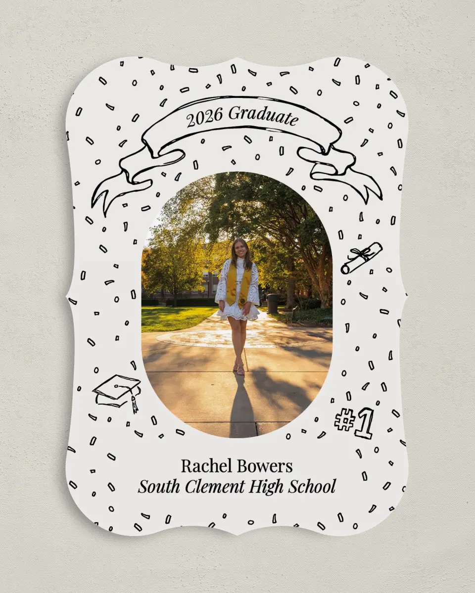 This is a 5" x 7" Graduation Announcement Card called Art of Achievement printed in full color on Premium Smooth paper