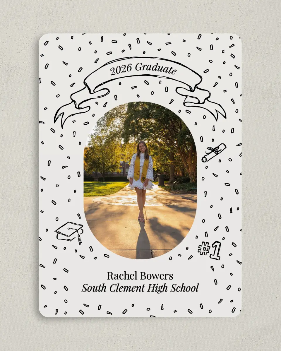 This is a 5" x 7" Graduation Announcement Card called Art of Achievement printed in full color on Premium Smooth paper