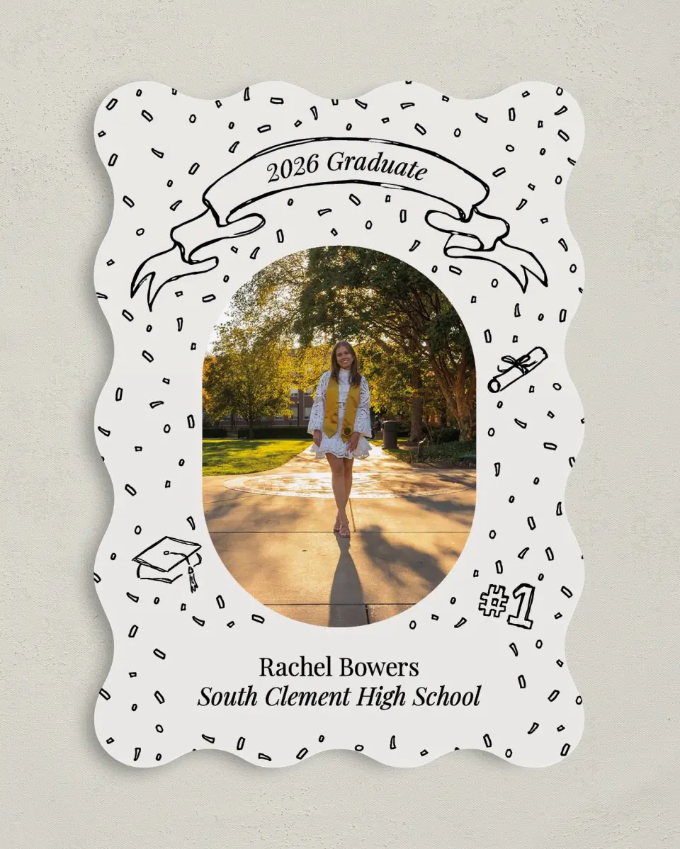 This is a 5" x 7" Graduation Announcement Card called Art of Achievement printed in full color on Premium Smooth paper