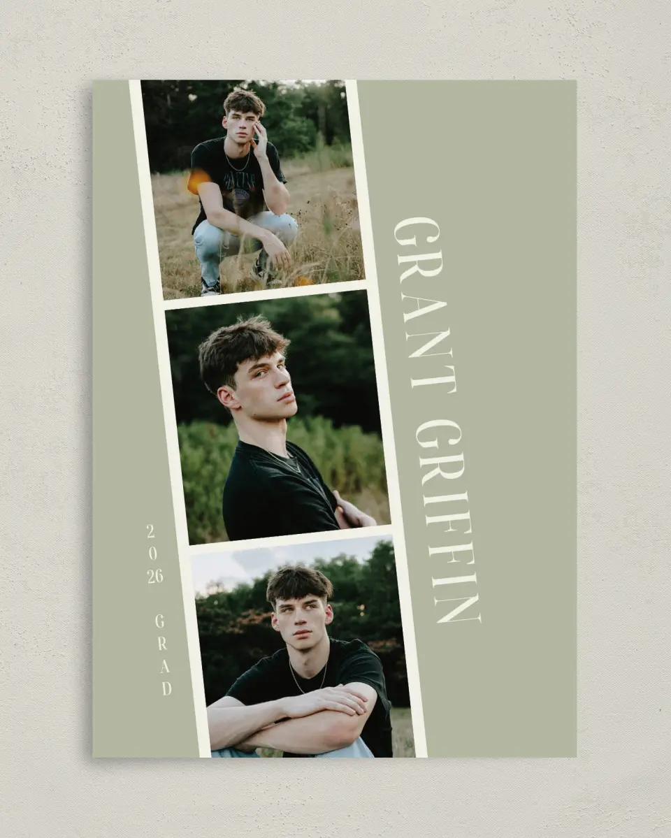This is a 5" x 7" Graduation Announcement Card called Photo Booth printed in full color on Premium Smooth paper