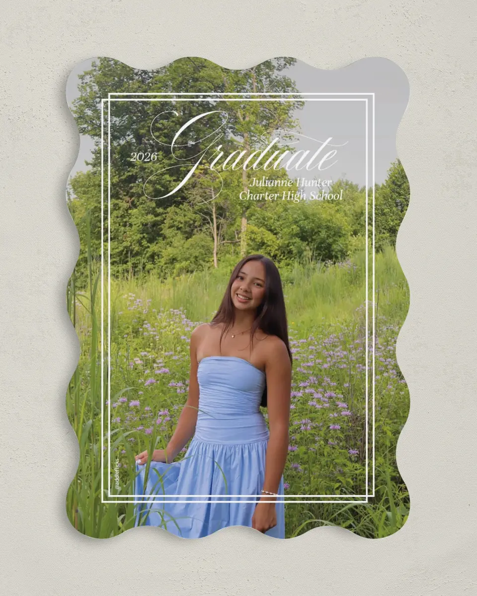 This is a 5" x 7" Graduation Announcement Card called Elegant Grad printed in full color on Premium Smooth paper