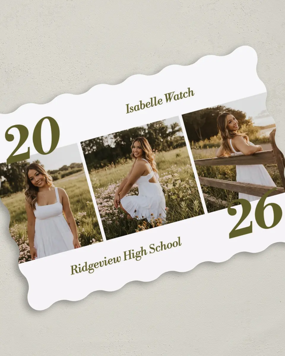 This is a 5" x 7" Graduation Announcement Card called Grad Year printed in full color on Premium Smooth paper