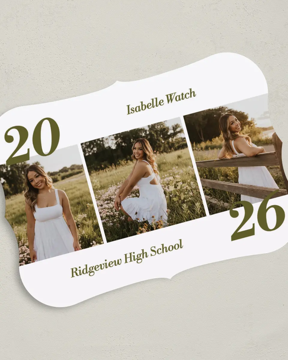 This is a 5" x 7" Graduation Announcement Card called Grad Year printed in full color on Premium Smooth paper