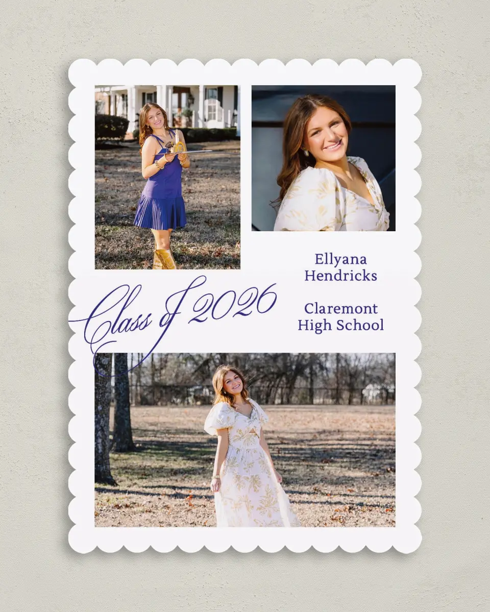 This is a 5" x 7" Graduation Announcement Card called Elegantly Graduated printed in full color on Premium Smooth paper