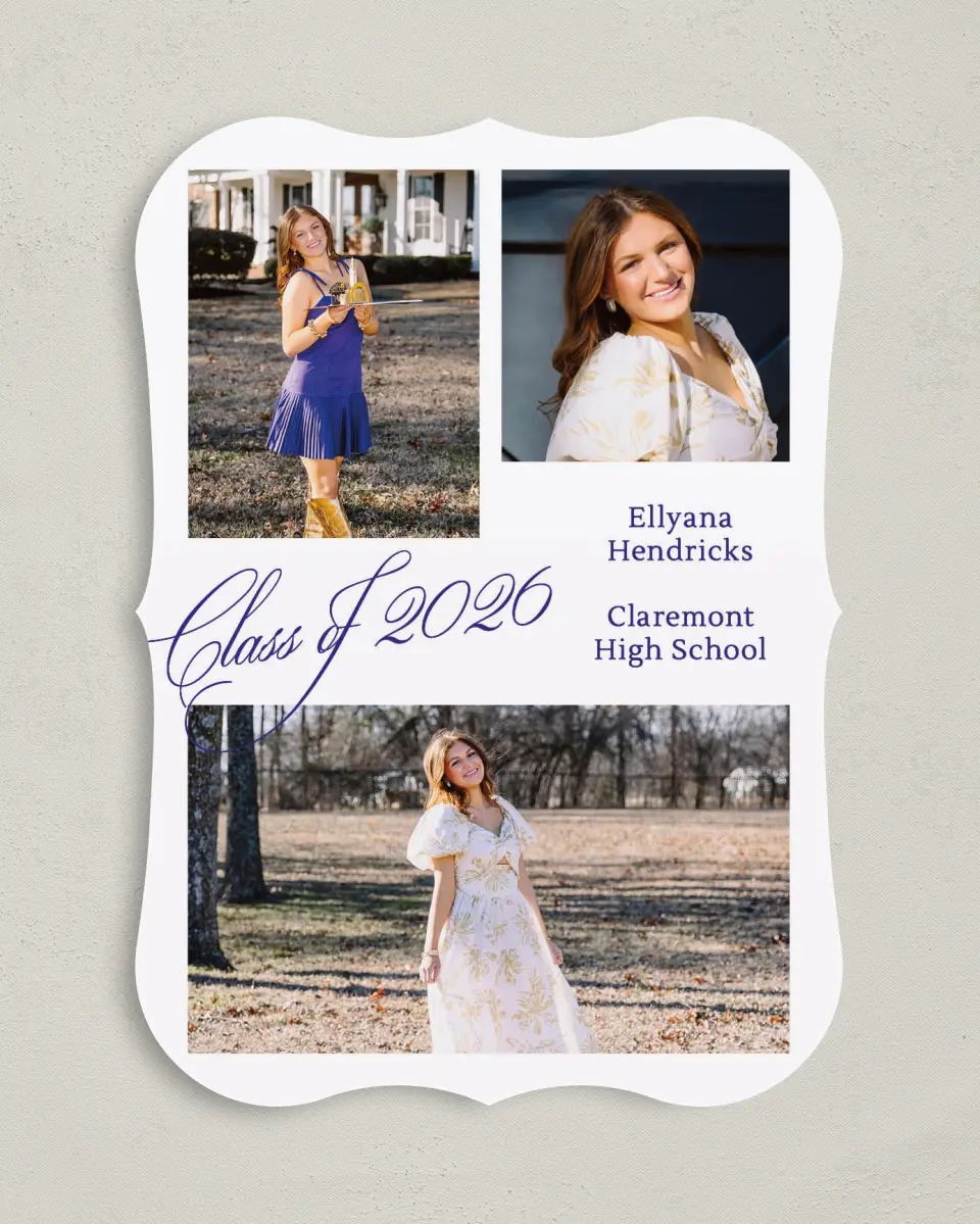 This is a 5" x 7" Graduation Announcement Card called Elegantly Graduated printed in full color on Premium Smooth paper