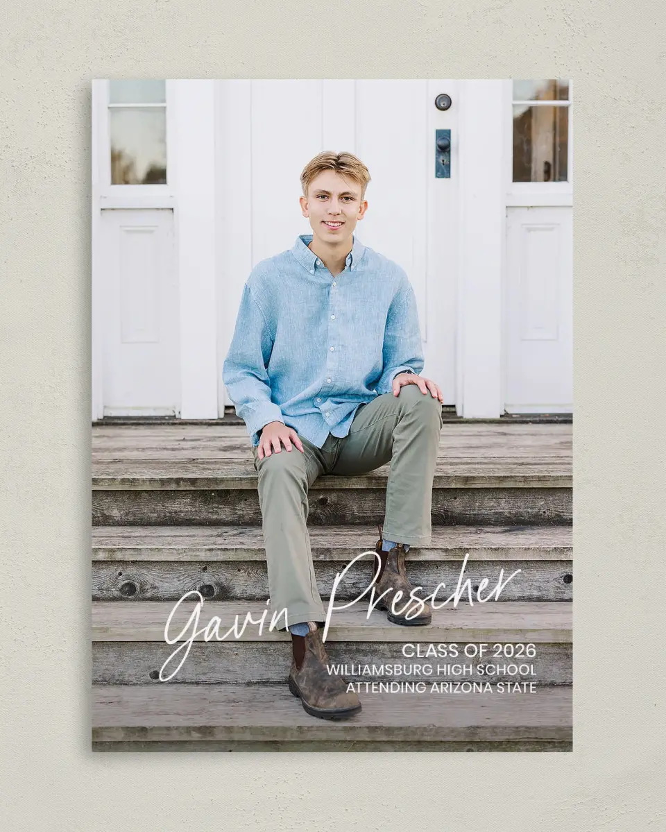 This is a 5" x 7" Graduation Announcement Card called Simple Grad printed in full color on Premium Smooth paper