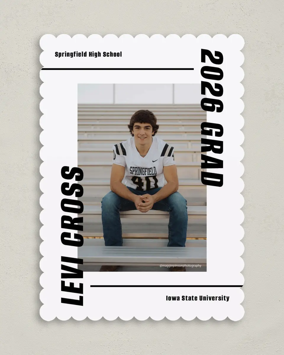 This is a 5" x 7" Graduation Announcement Card called Go Long printed in full color on Premium Smooth paper