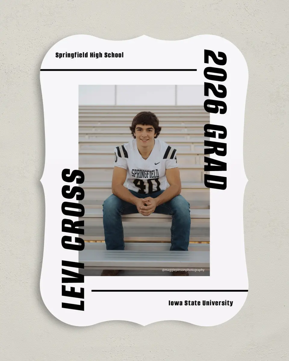 This is a 5" x 7" Graduation Announcement Card called Go Long printed in full color on Premium Smooth paper