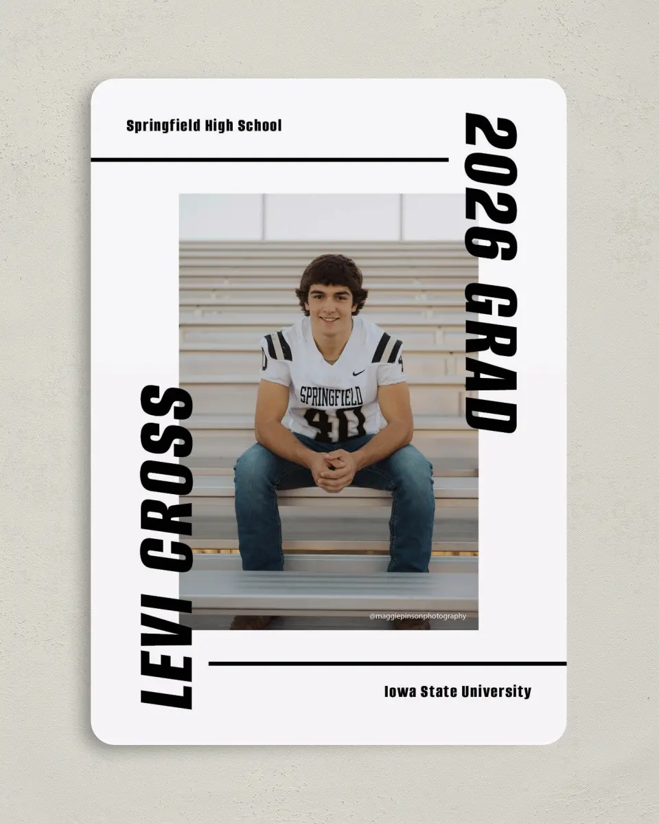 This is a 5" x 7" Graduation Announcement Card called Go Long printed in full color on Premium Smooth paper