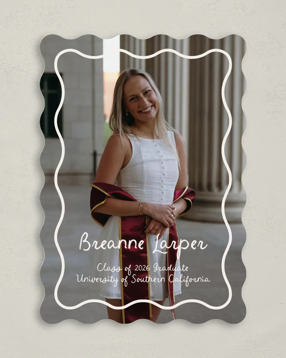 This is a 5" x 7" Graduation Announcement Card called Walking the Stage printed in full color on Premium Smooth paper