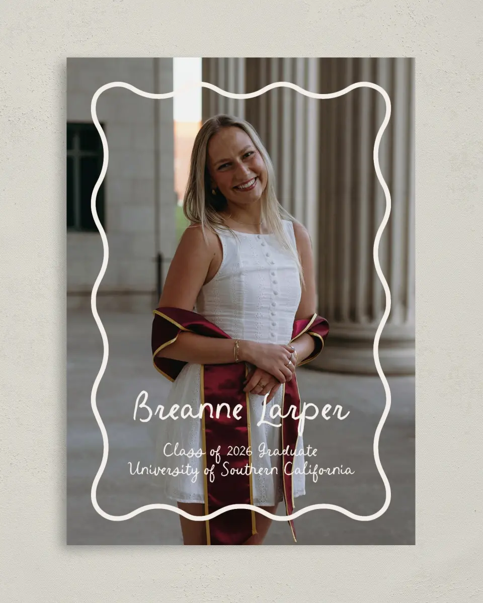 This is a 5" x 7" Graduation Announcement Card called Walking the Stage printed in full color on Premium Smooth paper