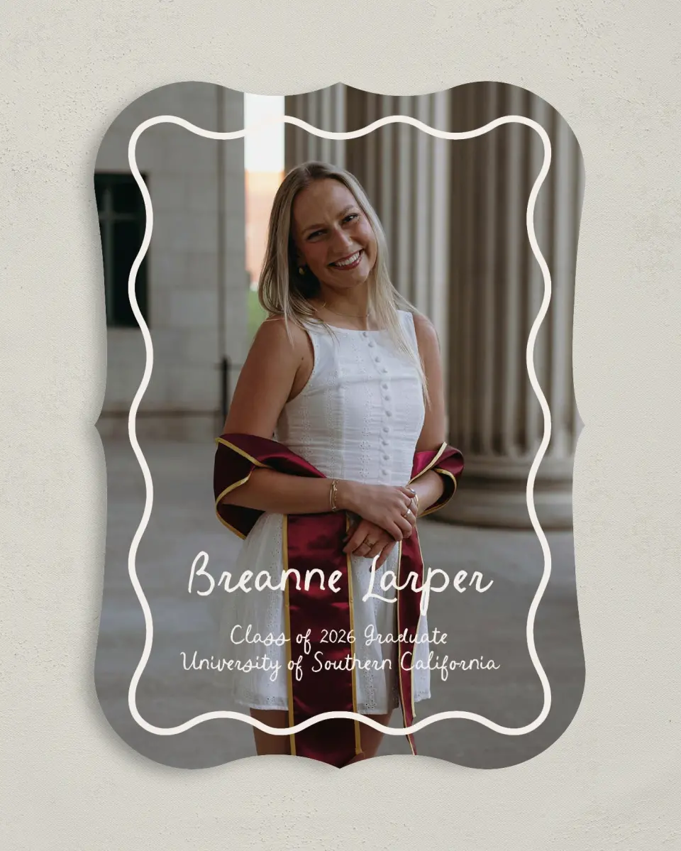 This is a 5" x 7" Graduation Announcement Card called Walking the Stage printed in full color on Premium Smooth paper