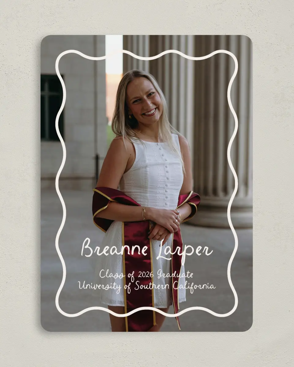 This is a 5" x 7" Graduation Announcement Card called Walking the Stage printed in full color on Premium Smooth paper