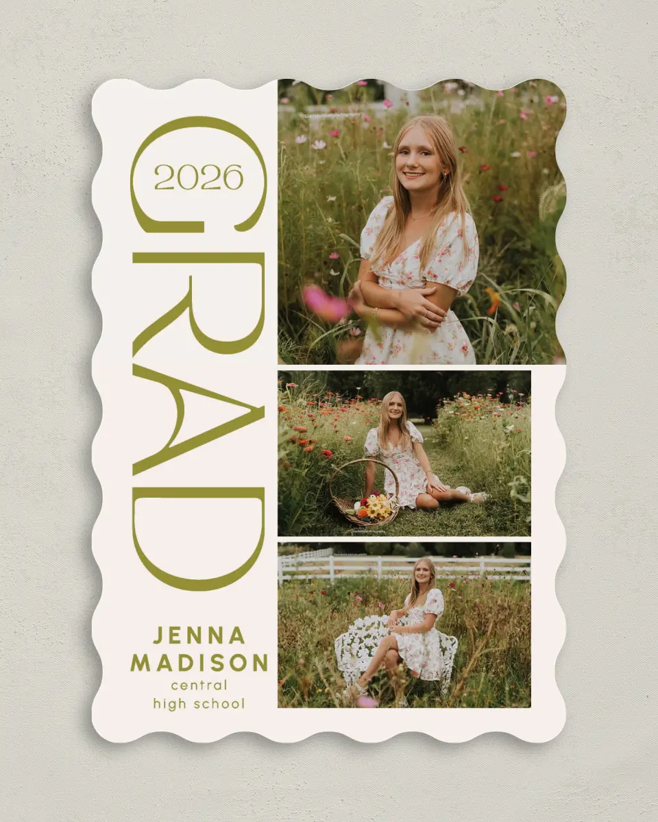 This is a 5" x 7" Graduation Announcement Card called Only the Beginning printed in full color on Premium Smooth paper