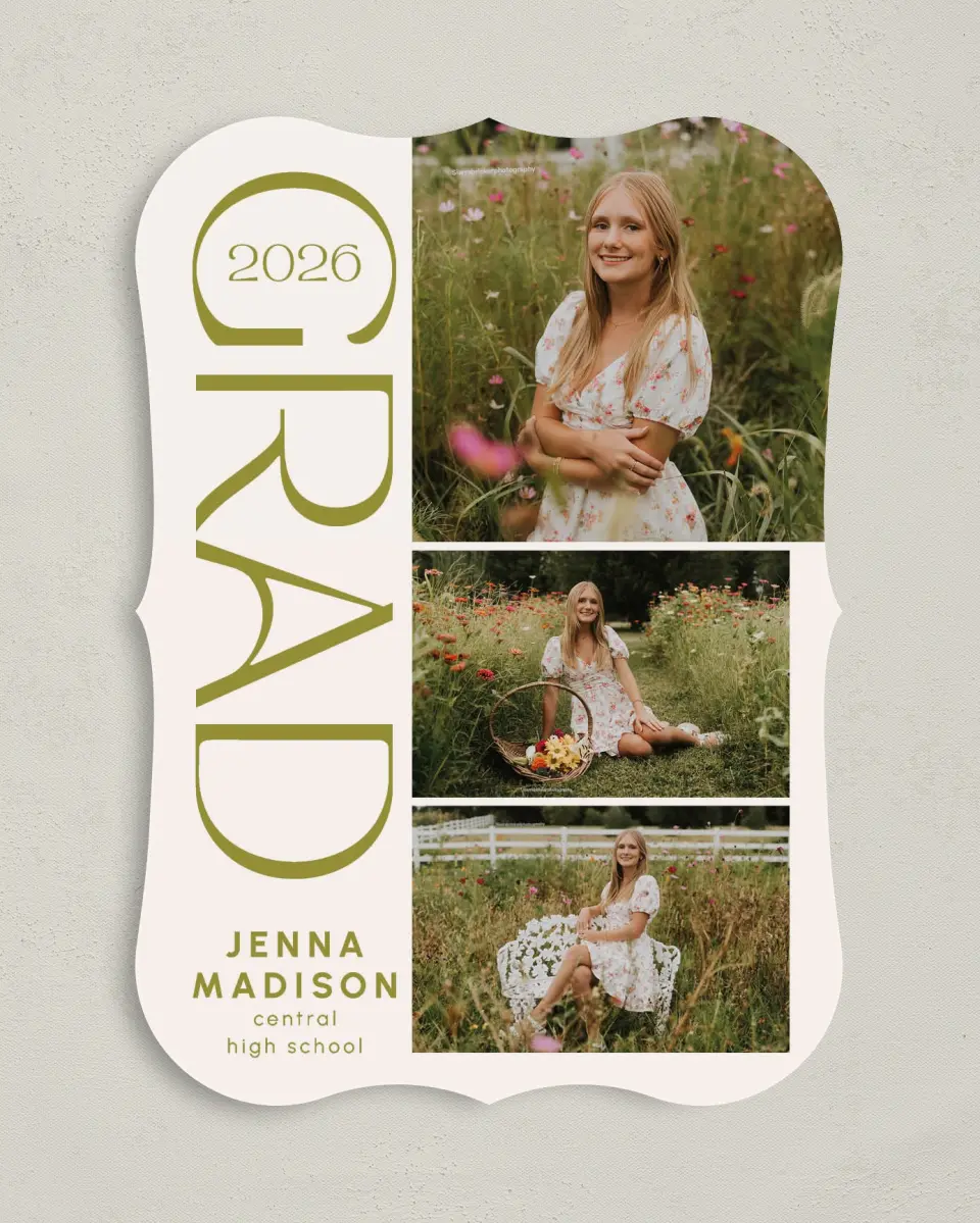 This is a 5" x 7" Graduation Announcement Card called Only the Beginning printed in full color on Premium Smooth paper