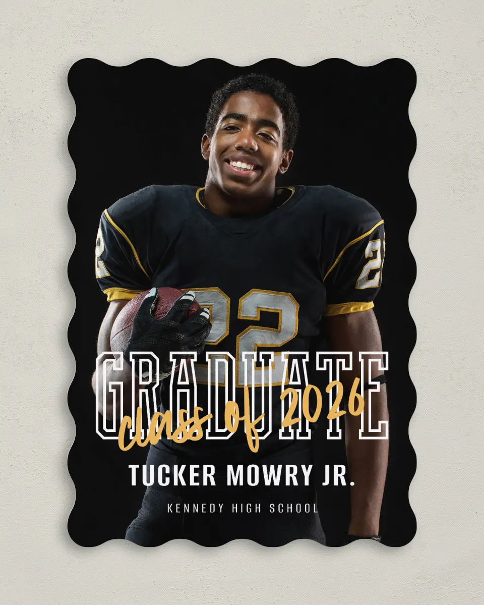 This is a 5" x 7" Graduation Announcement Card called Onward and Upward printed in full color on Premium Smooth paper