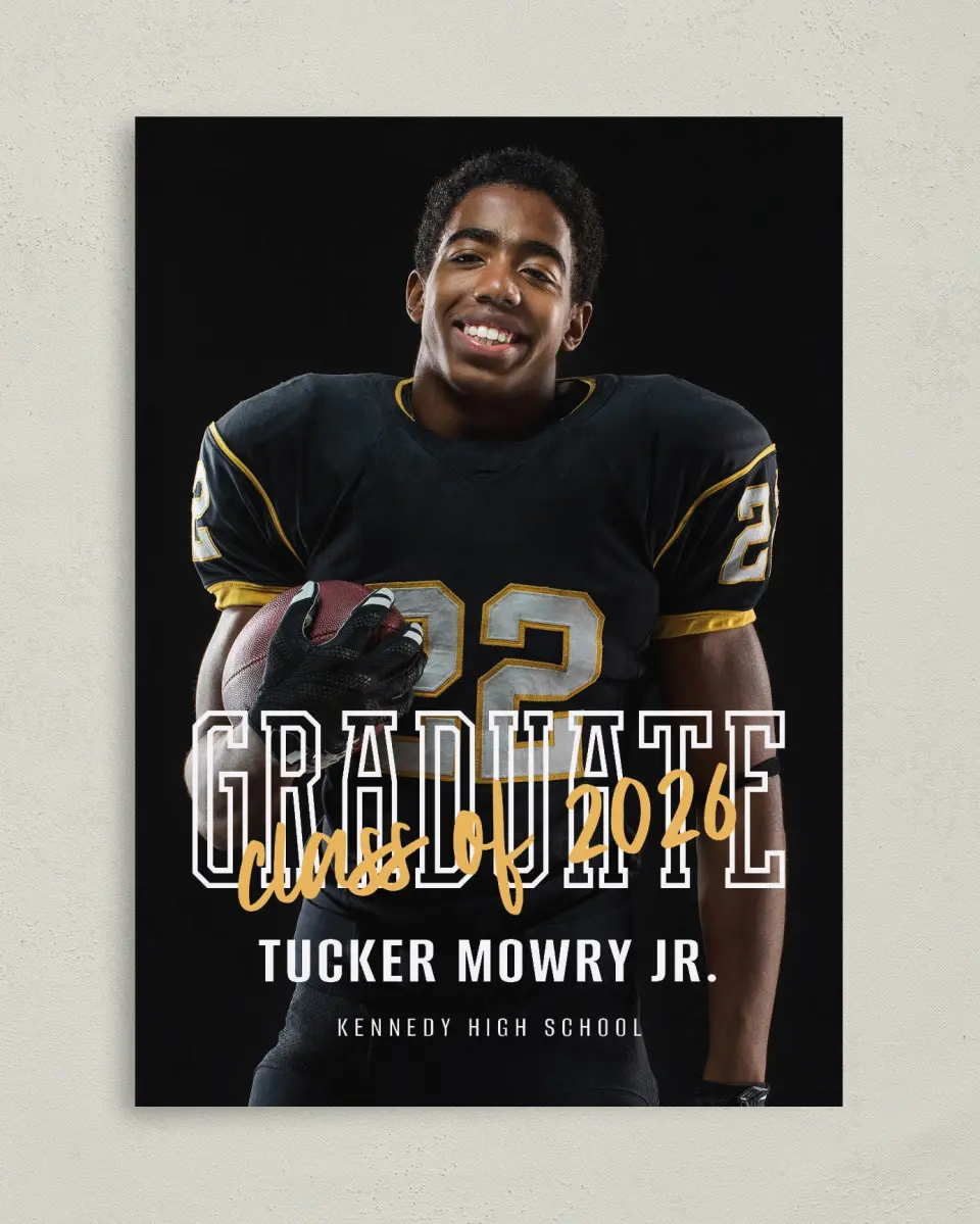 This is a 5" x 7" Graduation Announcement Card called Onward and Upward printed in full color on Premium Smooth paper