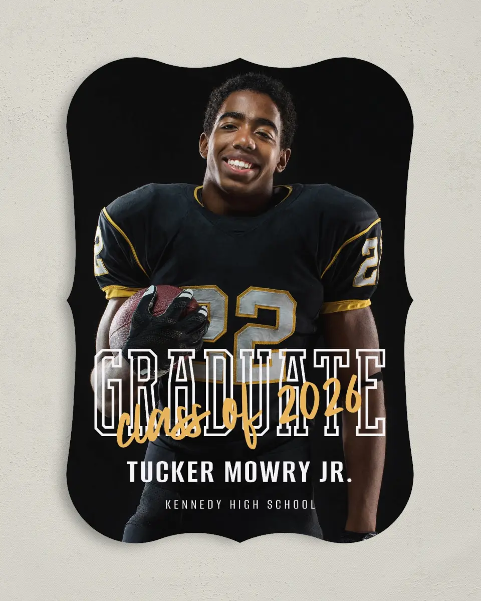 This is a 5" x 7" Graduation Announcement Card called Onward and Upward printed in full color on Premium Smooth paper