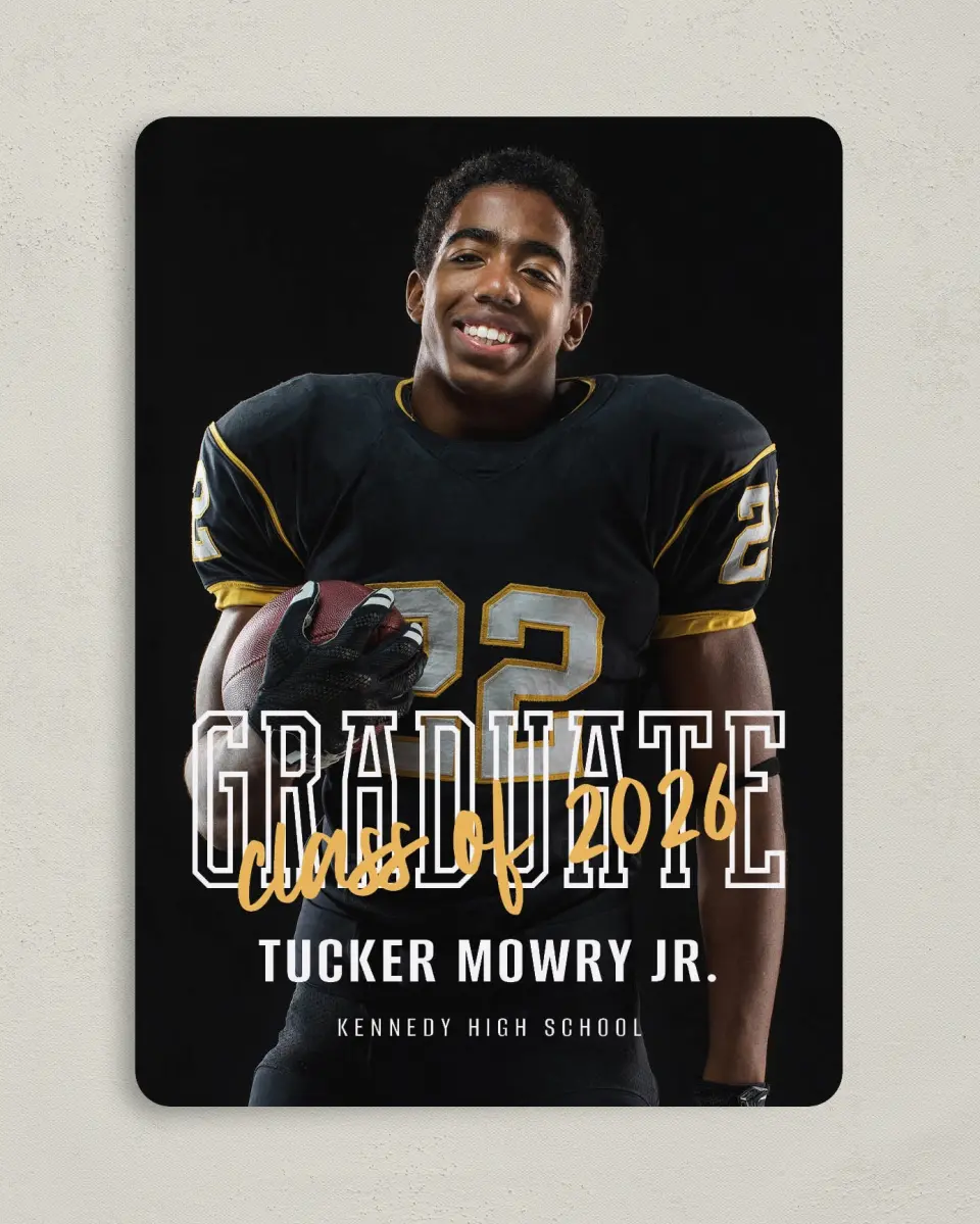 This is a 5" x 7" Graduation Announcement Card called Onward and Upward printed in full color on Premium Smooth paper