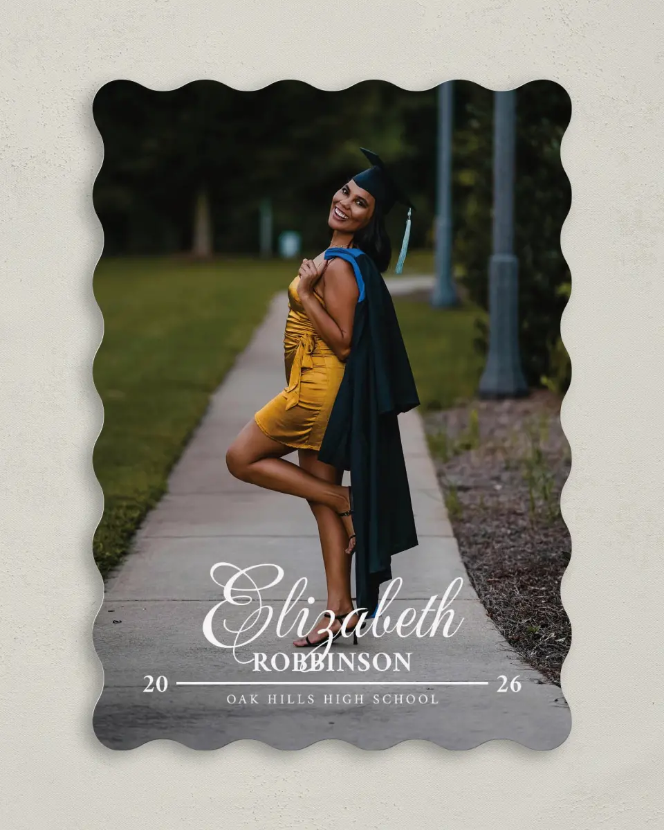 This is a 5" x 7" Graduation Announcement Card called The Right Path printed in full color on Premium Smooth paper
