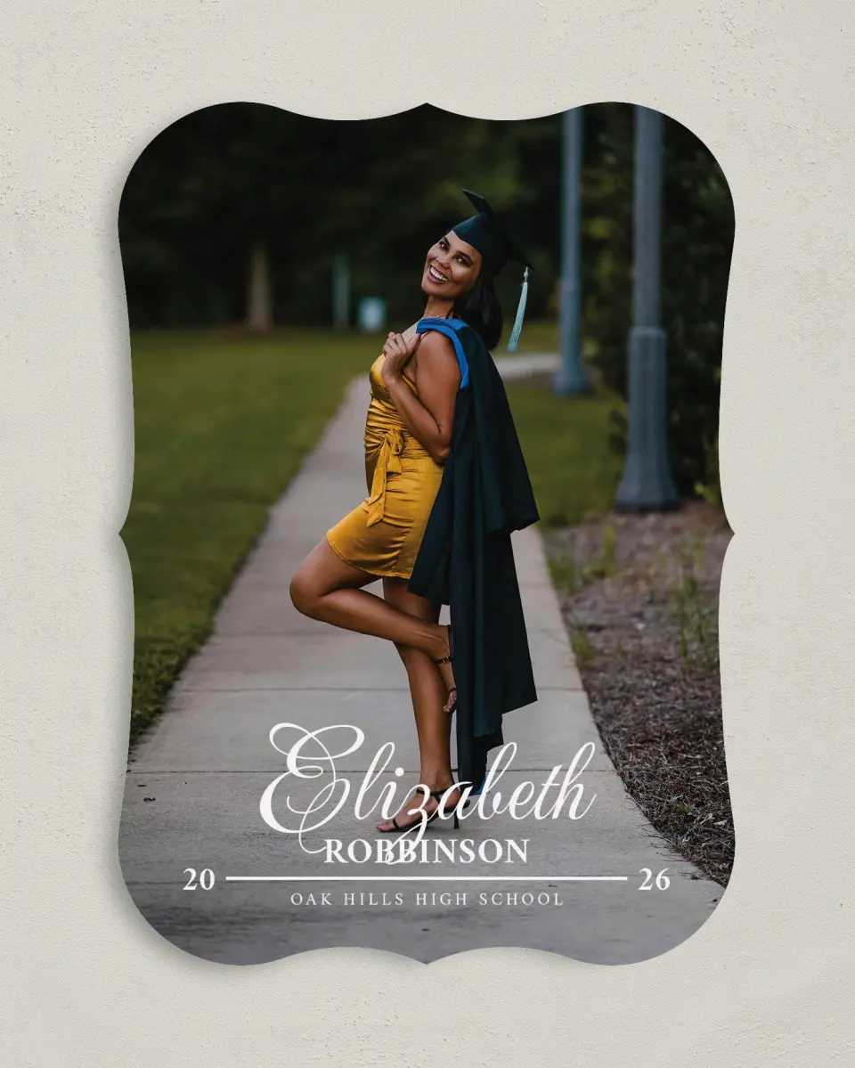 This is a 5" x 7" Graduation Announcement Card called The Right Path printed in full color on Premium Smooth paper