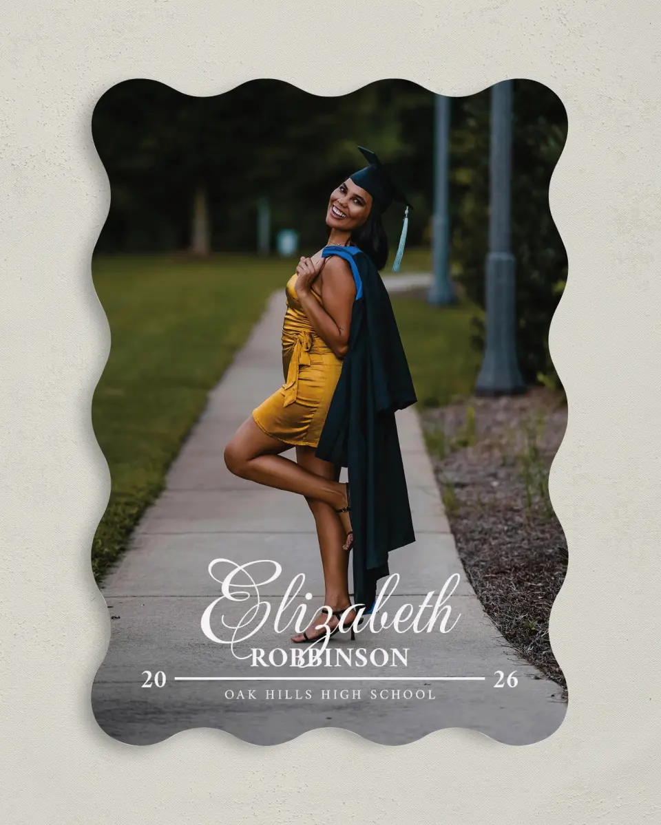 This is a 5" x 7" Graduation Announcement Card called The Right Path printed in full color on Premium Smooth paper