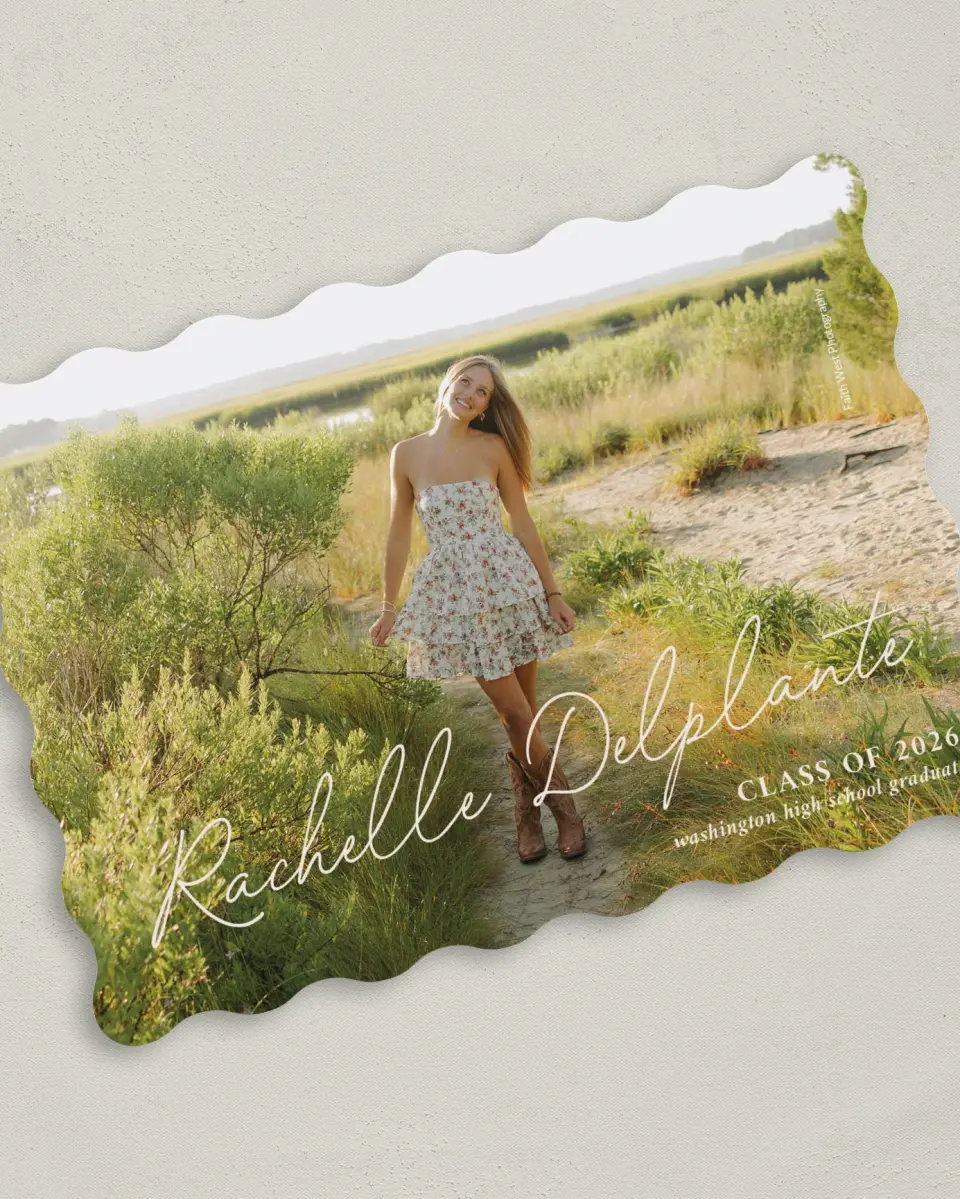 This is a 5" x 7" Graduation Announcement Card called Wholesome Grad printed in full color on Premium Smooth paper