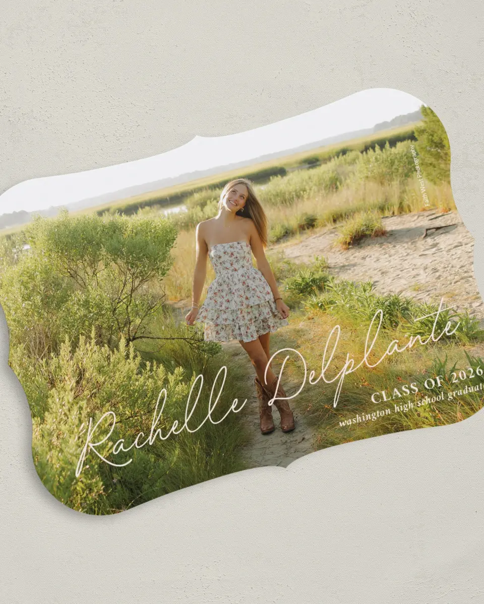 This is a 5" x 7" Graduation Announcement Card called Wholesome Grad printed in full color on Premium Smooth paper