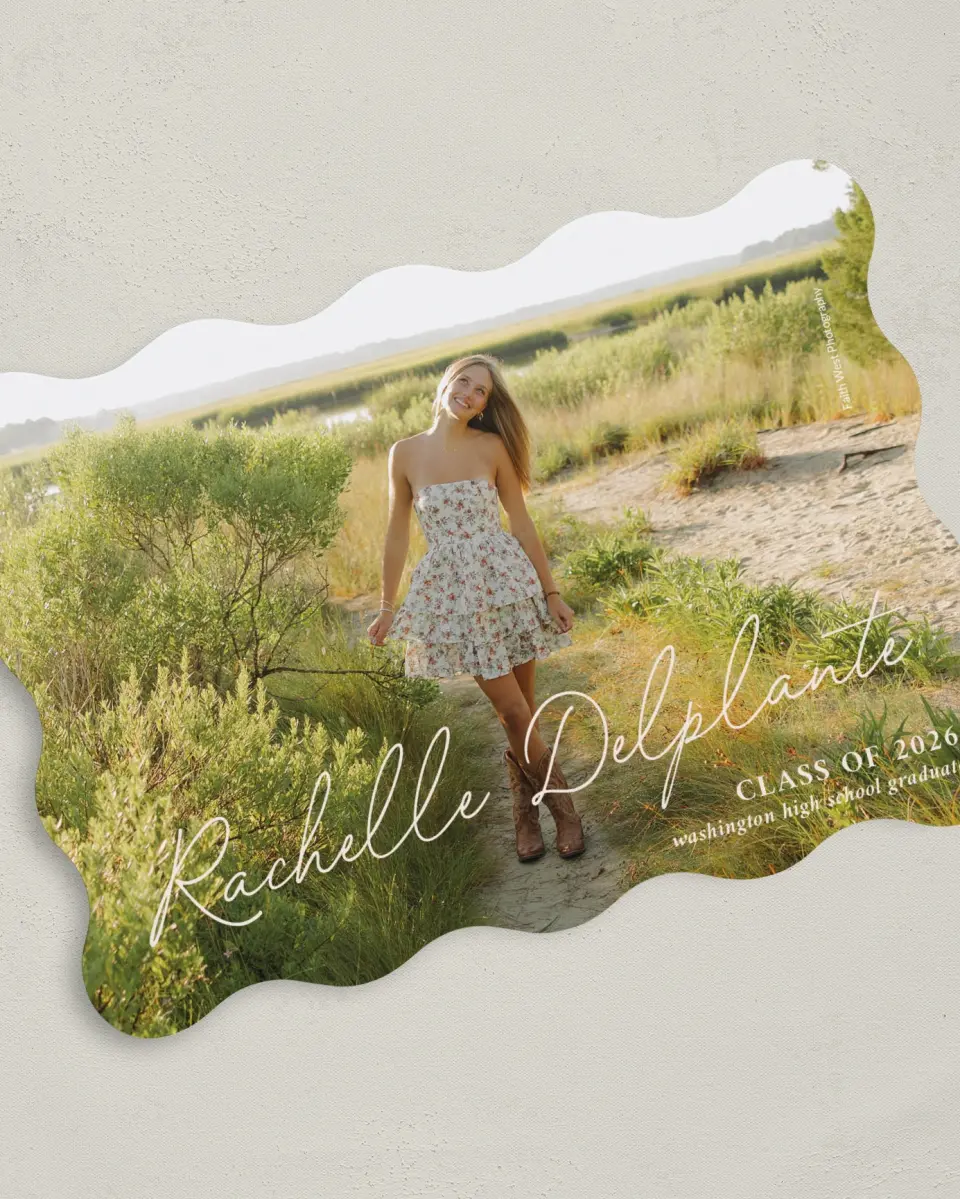 This is a 5" x 7" Graduation Announcement Card called Wholesome Grad printed in full color on Premium Smooth paper