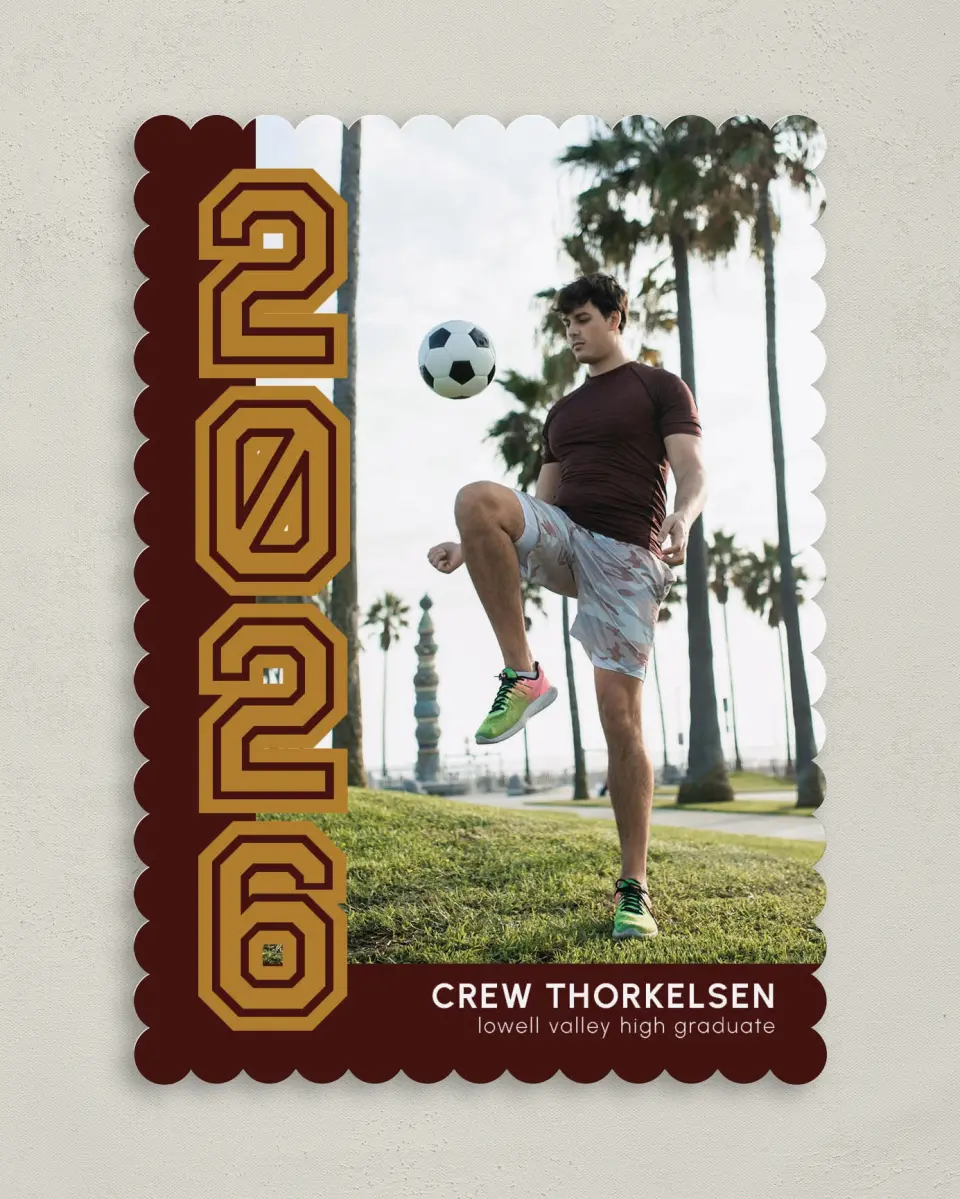 This is a 5" x 7" Graduation Announcement Card called Competitive Nature printed in full color on Premium Smooth paper