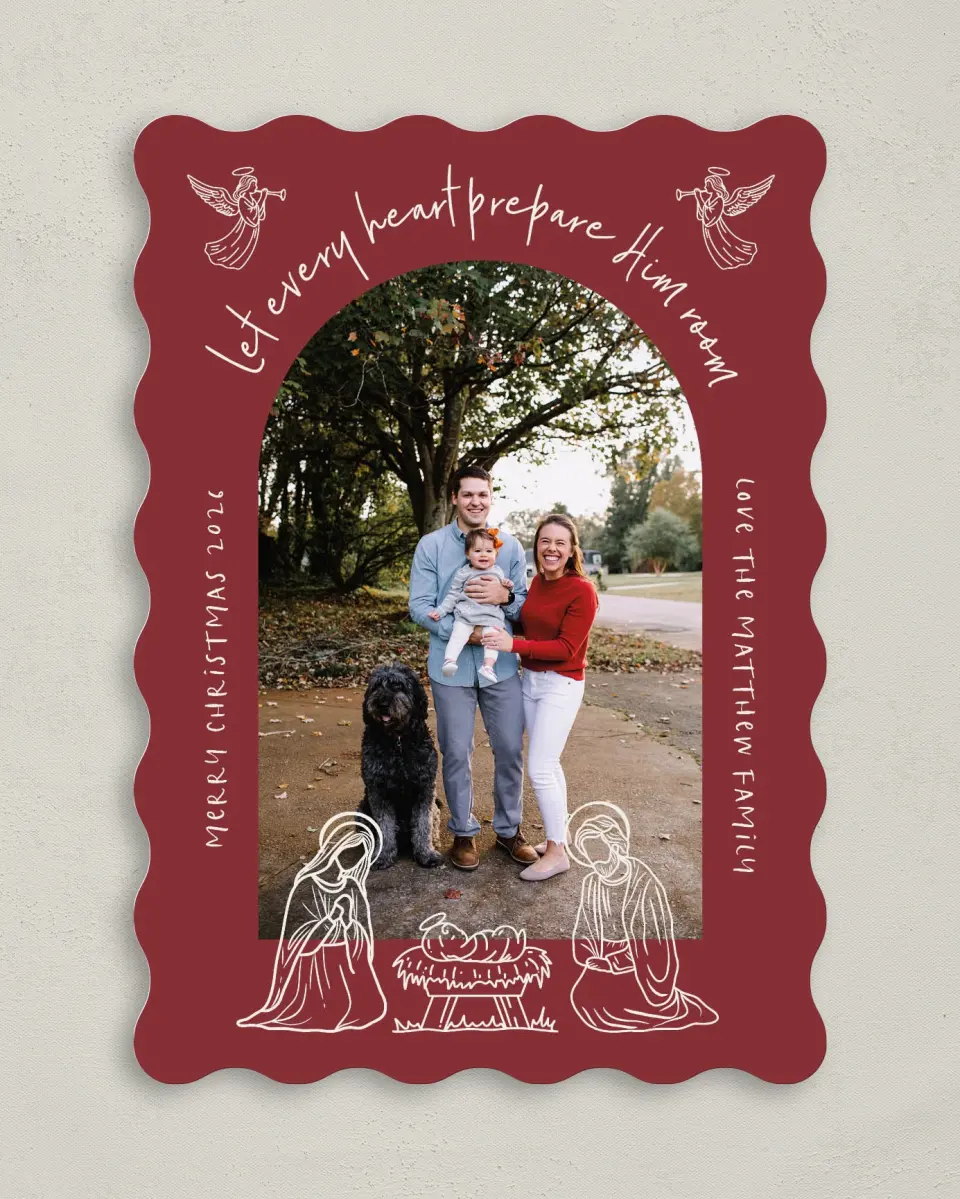 This is a 5" x 7" Christmas Card called Let Every Heart printed in full color on Premium Smooth paper