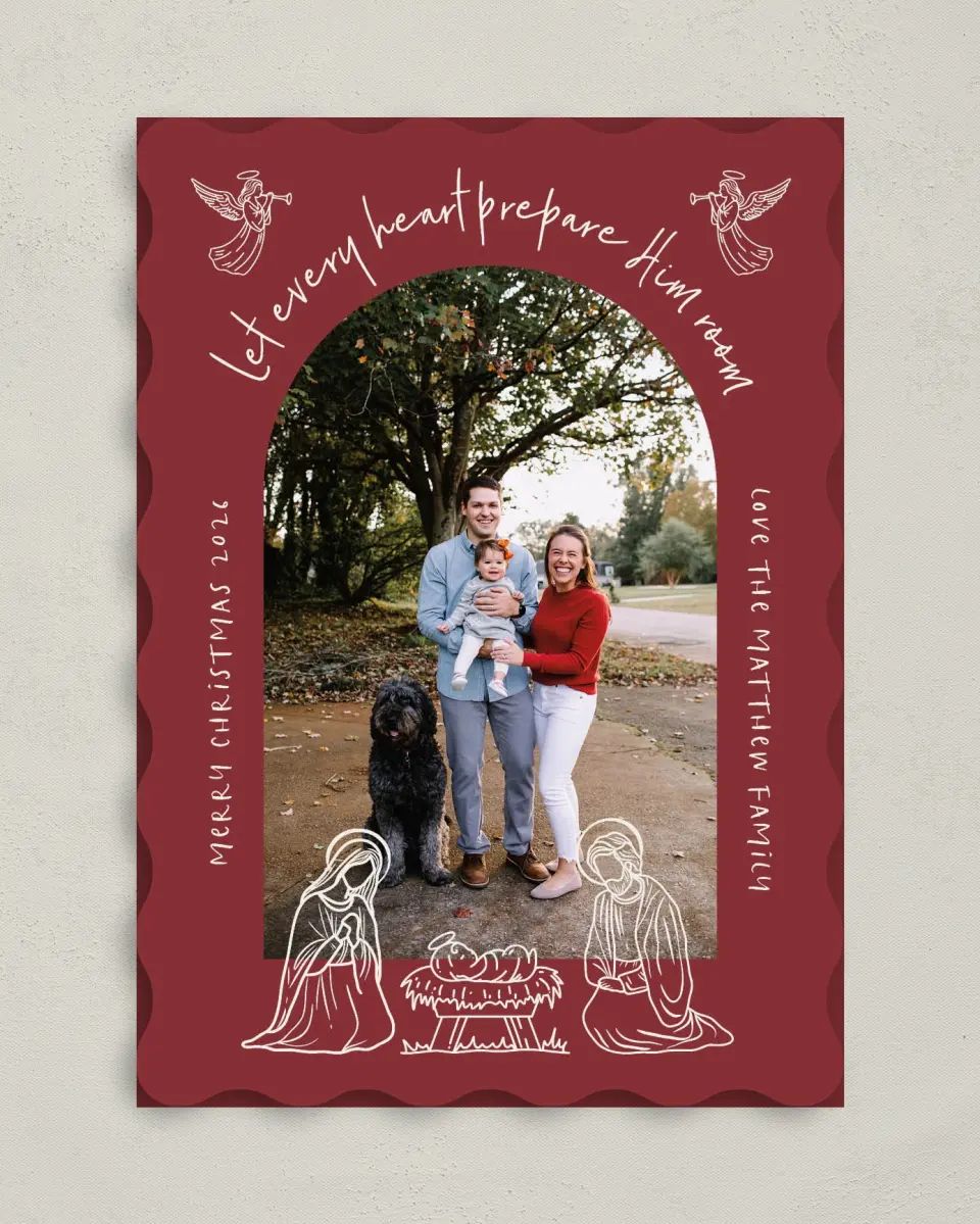 This is a 5" x 7" Christmas Card called Let Every Heart printed in full color on Premium Smooth paper