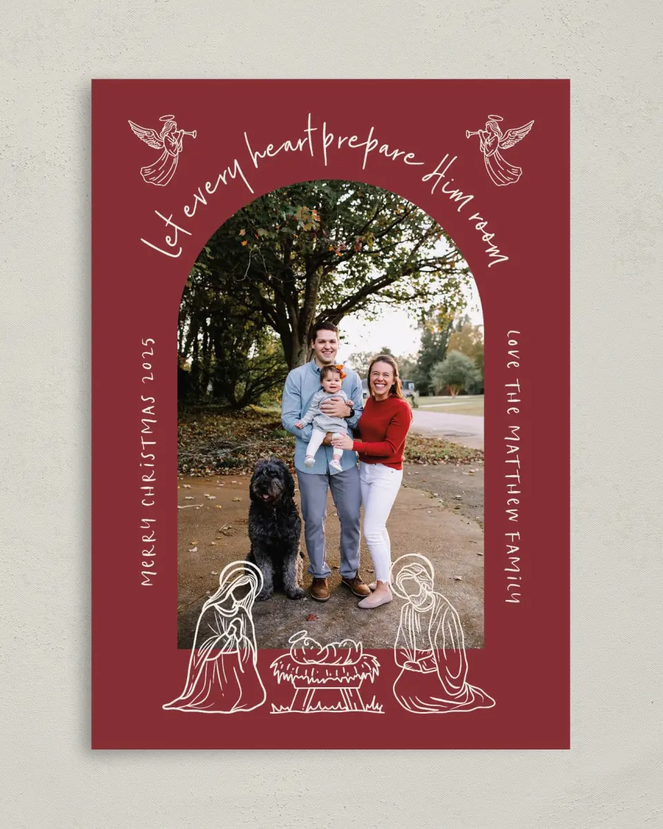 This is a 5" x 7" Christmas Card called Let Every Heart printed in full color on Premium Smooth paper