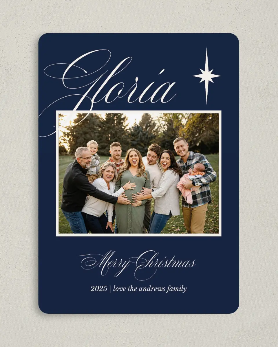 This is a 5" x 7" Christmas Card called In Excelsis Deo printed in full color on Premium Smooth paper