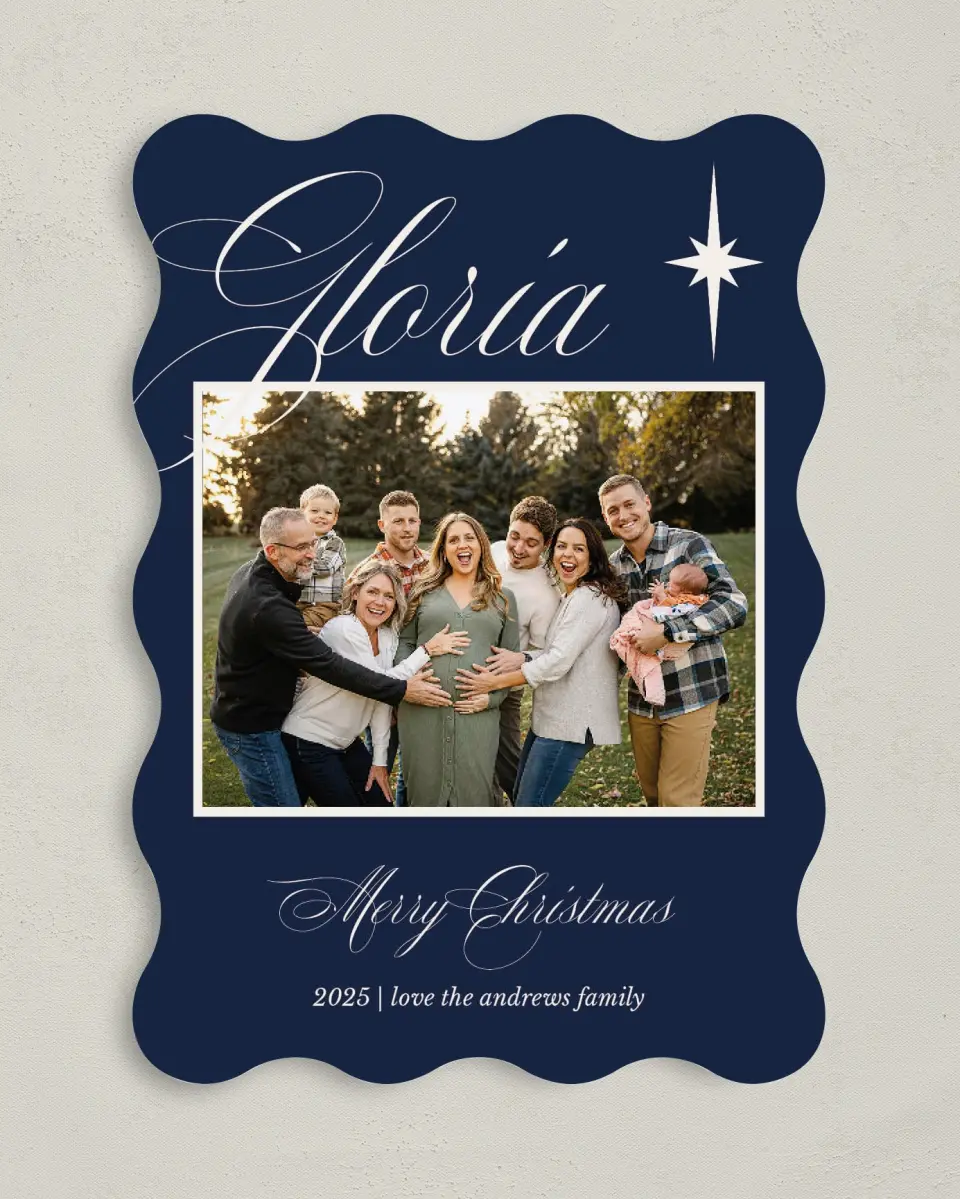 This is a 5" x 7" Christmas Card called In Excelsis Deo printed in full color on Premium Smooth paper