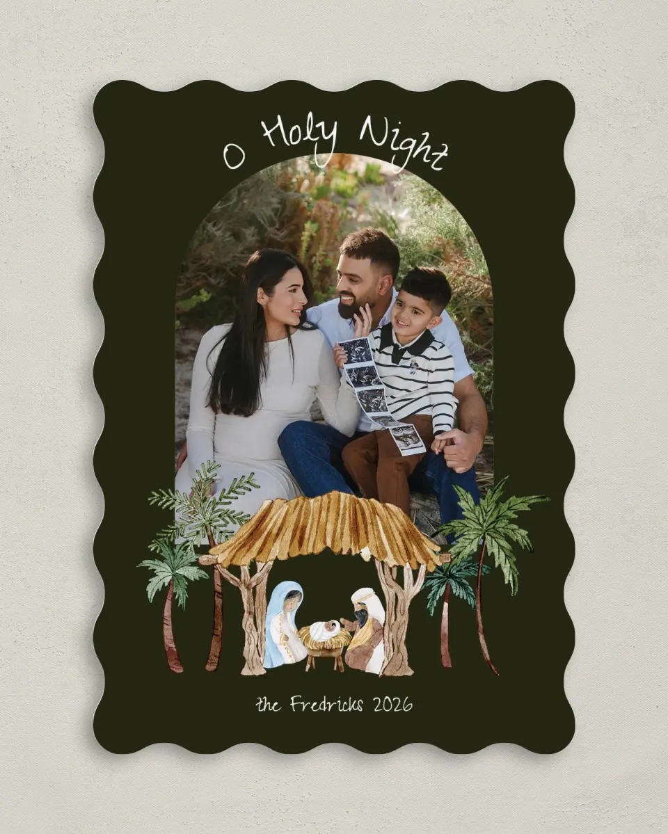 This is a 5" x 7" Christmas Card called O Holy Night printed in full color on Premium Smooth paper