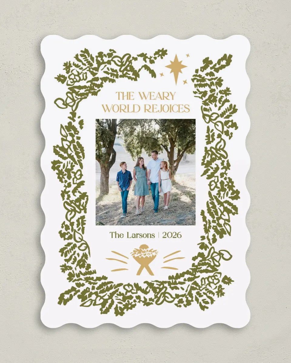 This is a 5" x 7" Christmas Card called Weary World Rejoices printed in full color on Premium Smooth paper