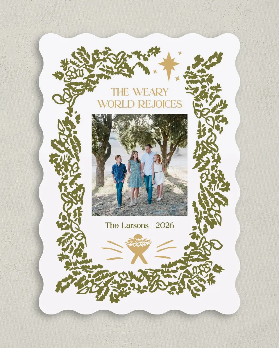 This is a 5" x 7" Christmas Card called Weary World Rejoices printed in full color on Premium Smooth paper