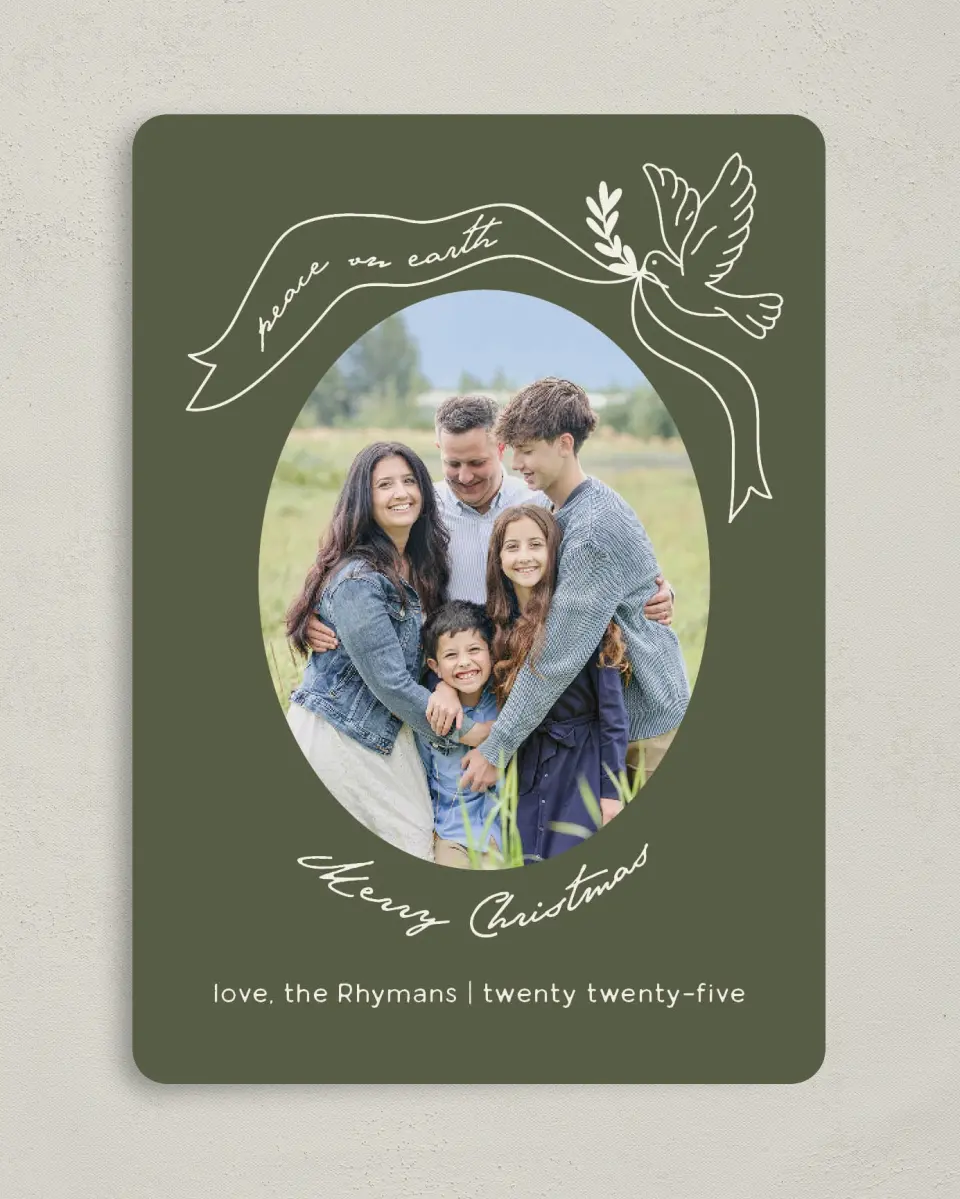 This is a 5" x 7" Christmas Card called Peace Be Still printed in full color on Premium Smooth paper