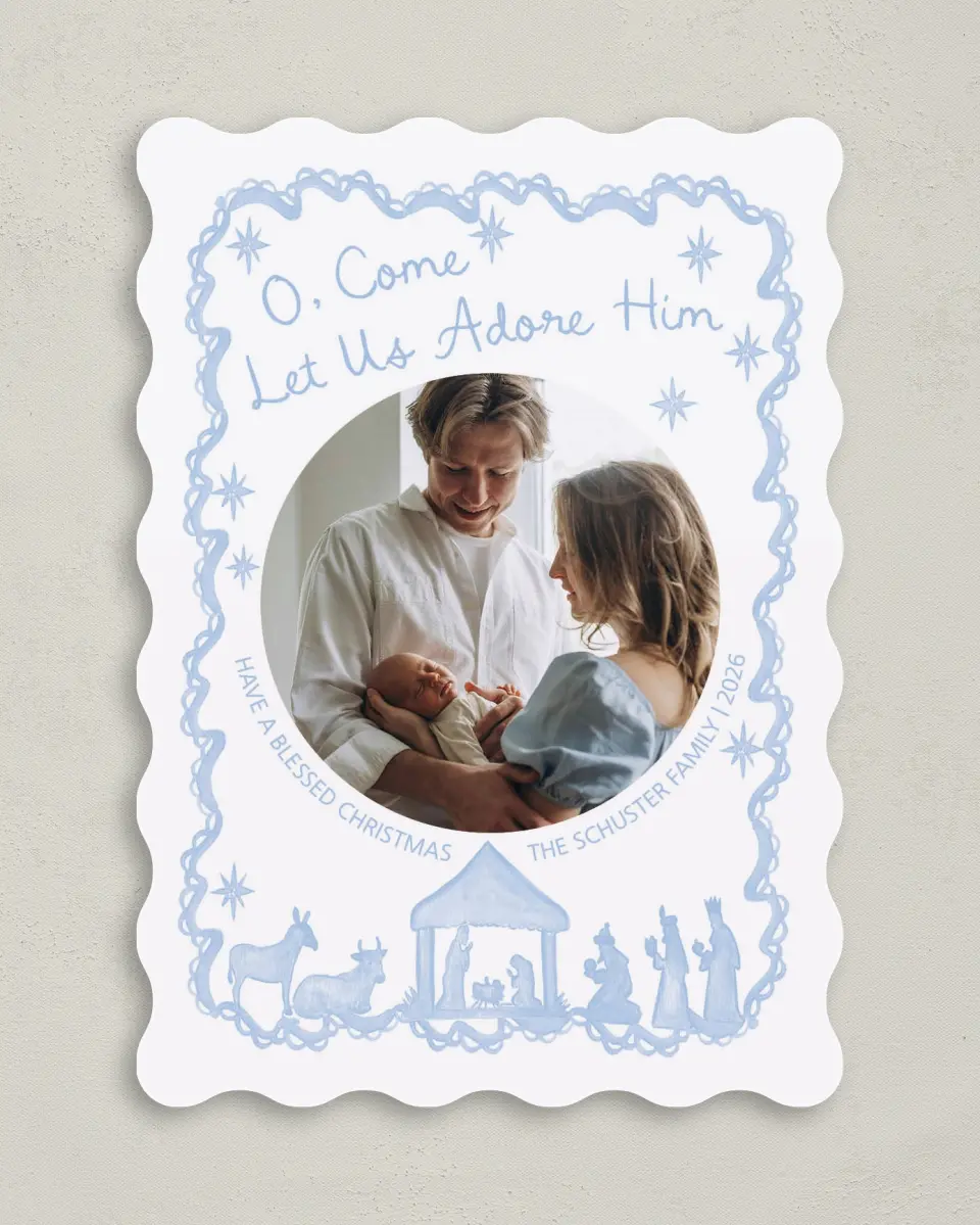 This is a 5" x 7" Christmas Card called Let Us Adore Him printed in full color on Premium Smooth paper