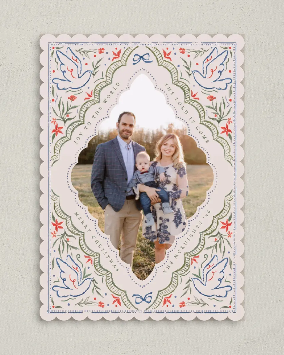This is a 5" x 7" Christmas Card called Faithful Joy printed in full color on Premium Smooth paper on Premium Smooth paper on Premium Smooth paper