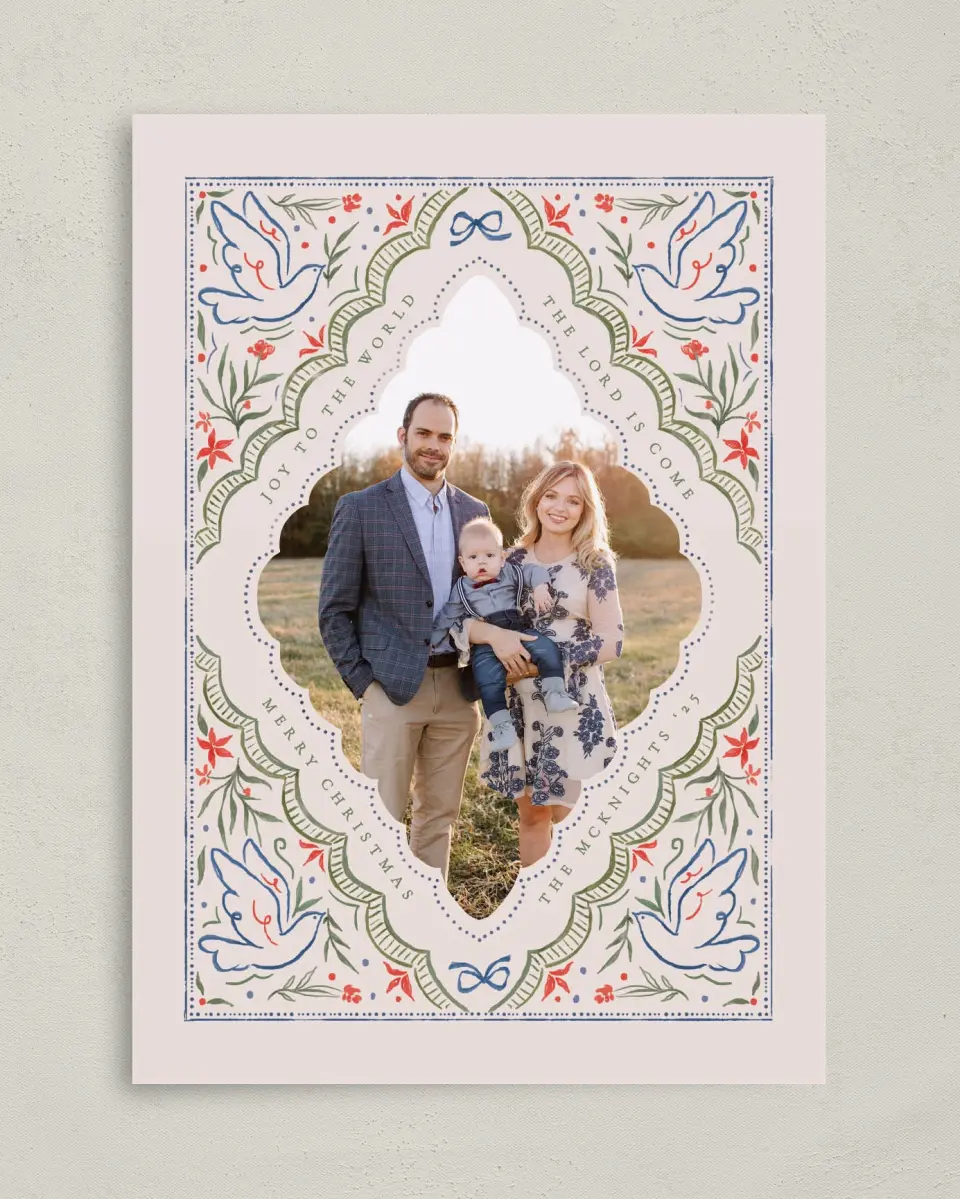 This is a 5" x 7" Christmas Card called Faithful Joy printed in full color on Premium Smooth paper