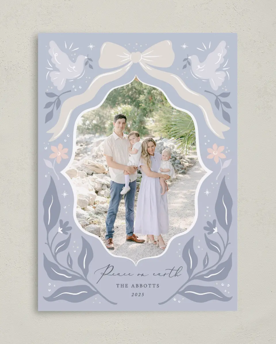 This is a 5" x 7" Christmas Card called Heavenly Peace printed in full color on Premium Smooth paper